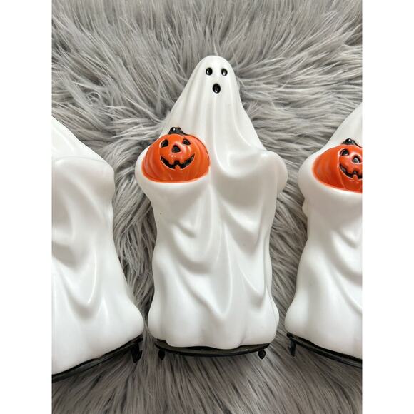 VTG Empire Halloween Ghost W/Jackolantern Blow Mold Pathway Lights Toppers Set/3 - Picture 3 of 7